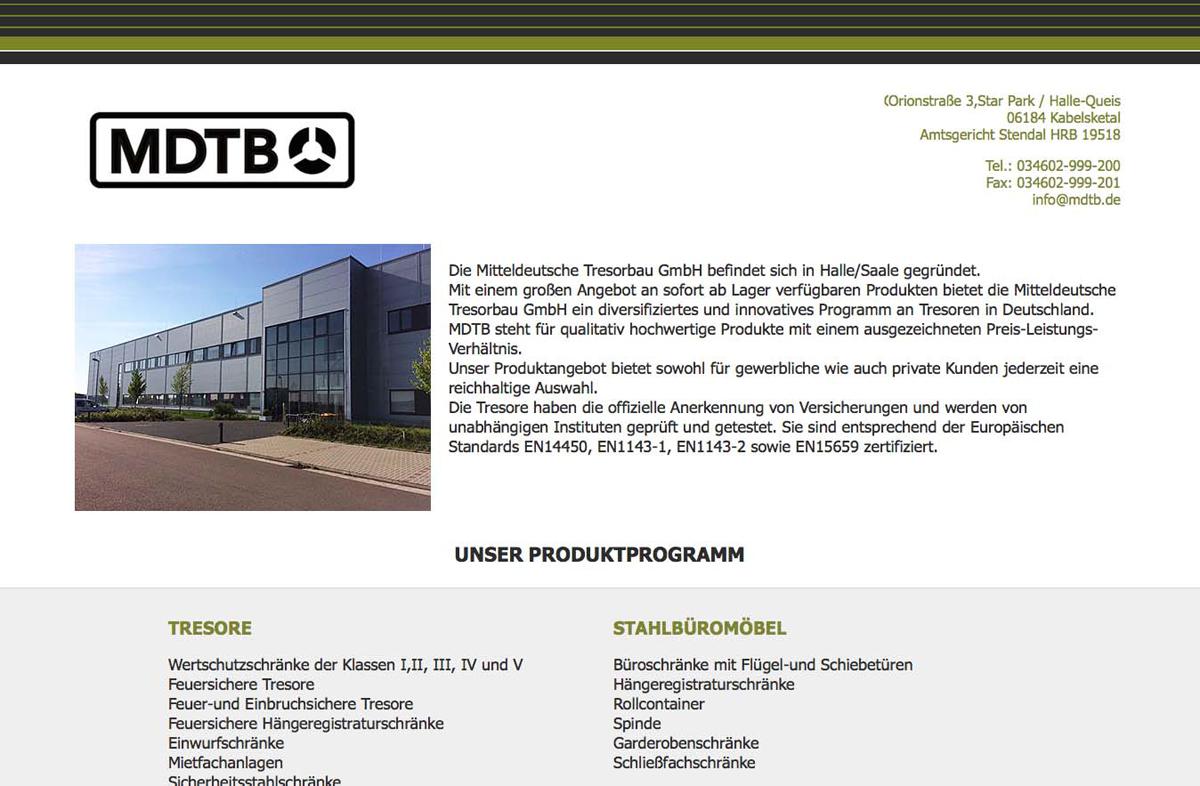 Сайт немецкого производителя MDTB
